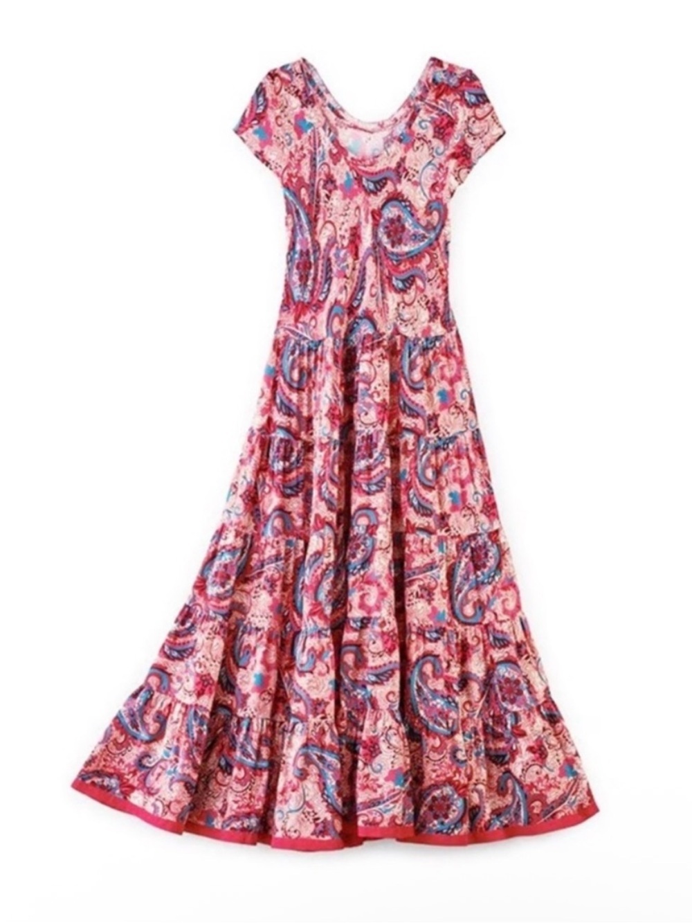 Soft Surrounding Womens Kara Framboise Paisley Burgundy Maxi Tiered Dress 1X - Picture 3 of 10